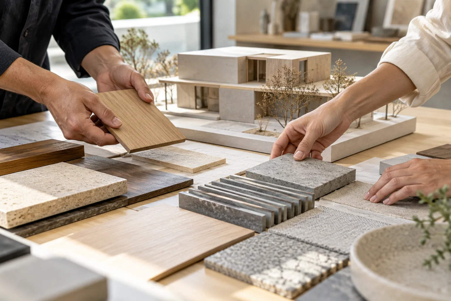 Gemeinsame Auswahl von Baumaterialien anhand eines Gebäudemodells